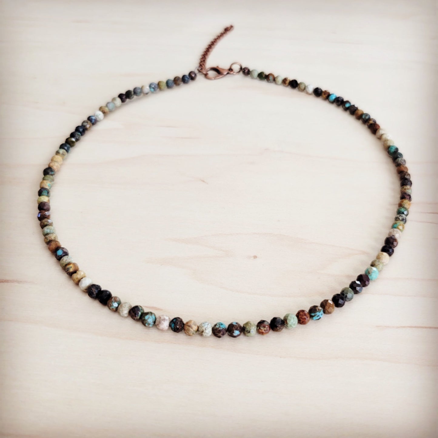 Faceted Genuine HuBei Turquoise Beaded Collar Necklace 262s