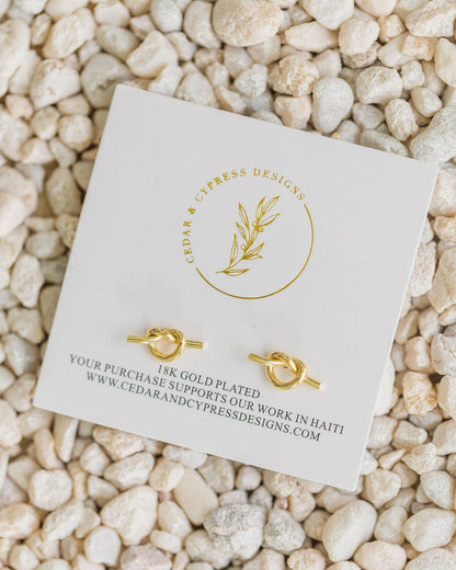 Tie The Knot Earrings - Stainless Steel (Silver and Gold)
