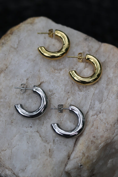 Mini Audrey Hoop Earrings - Silver