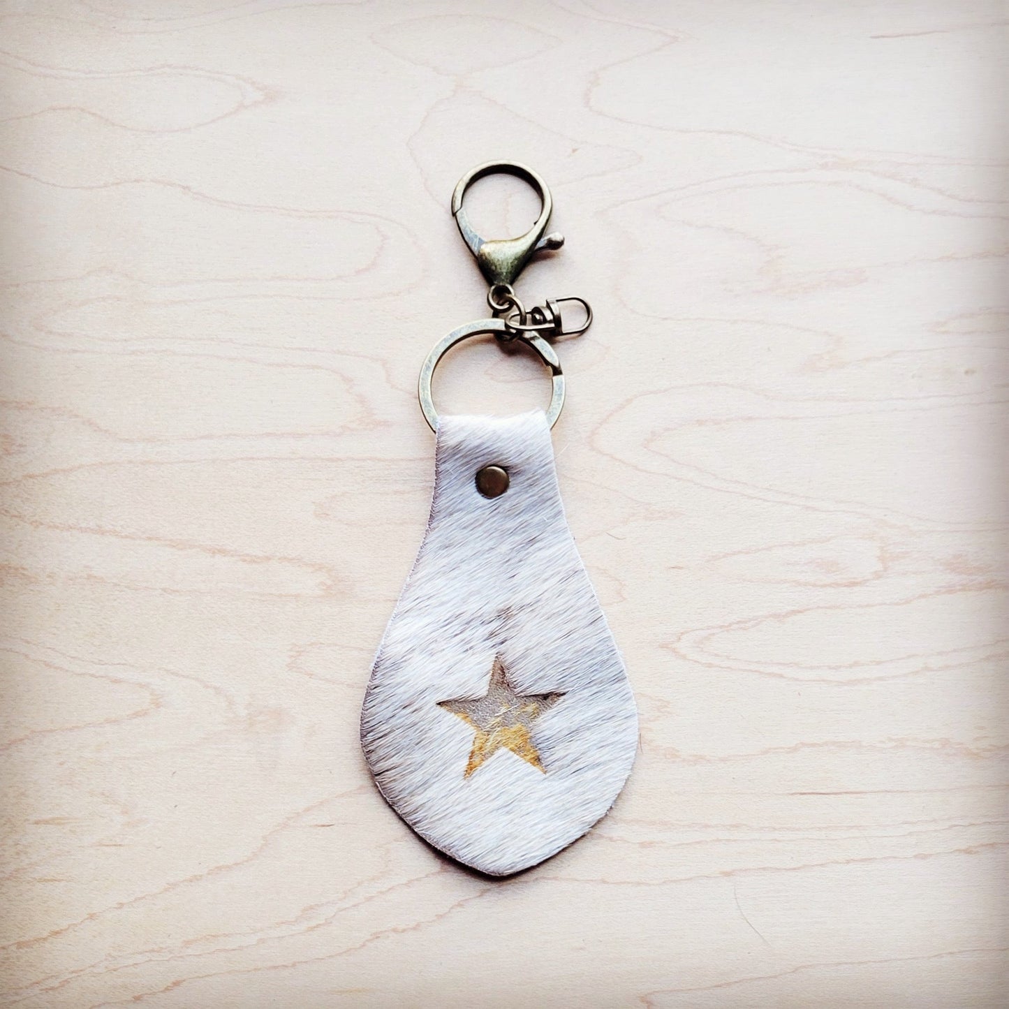 **Branded Hair-on-Hide Leather Key Chain-Star 703L