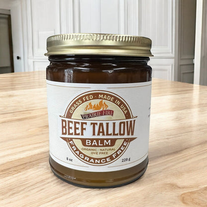 Grass Fed Beef Tallow Balm - 8 oz - Made in USA - Organic Grass Fed and Finished - Moisturizing Skin Care