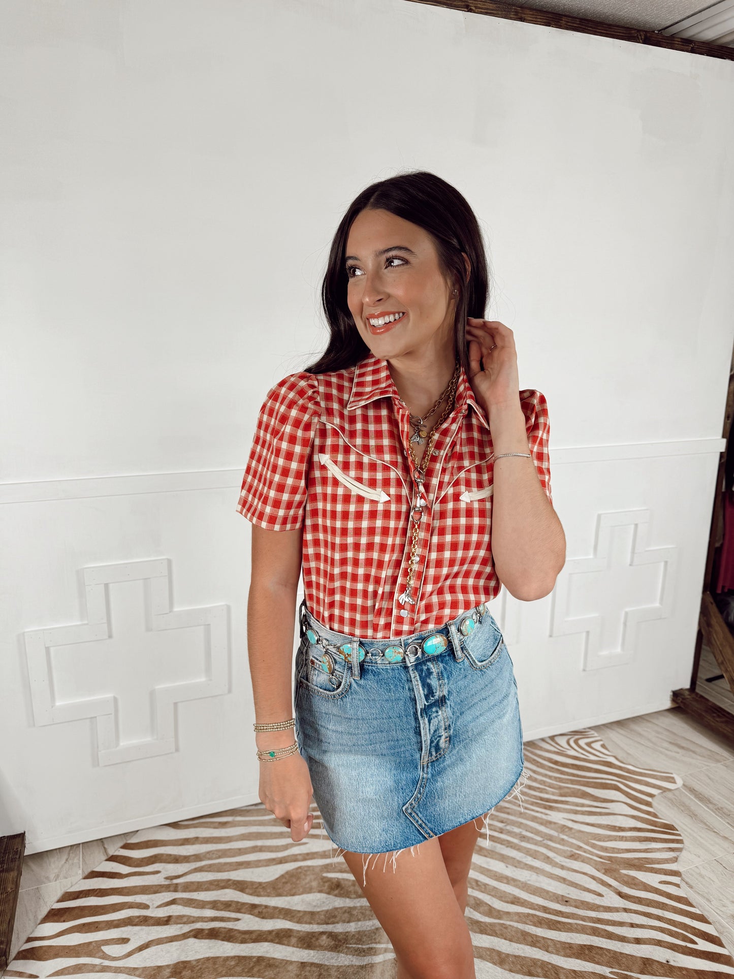 The Gingham Top in Red-BEST SELLER