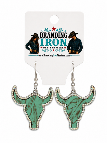 Longhorn Legend Earrings | Western Bull Skull Earrings