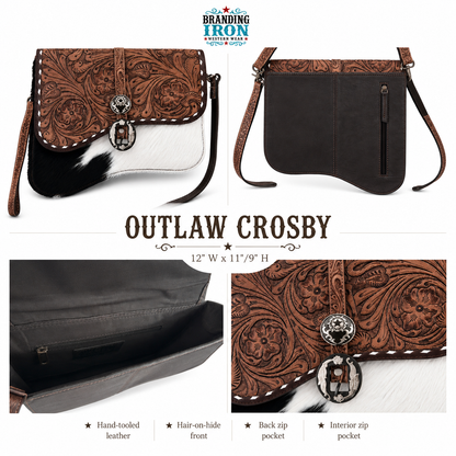 Outlaw Crossbody | Tooled Leather Cowhide Western Purse
