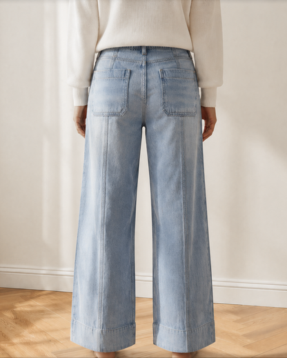 Ruby Drawstring Waist Wide Leg Ankle Length Jeans