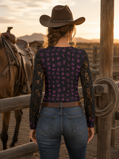 Neon Spur Brand Babe Lace Sleeve Top