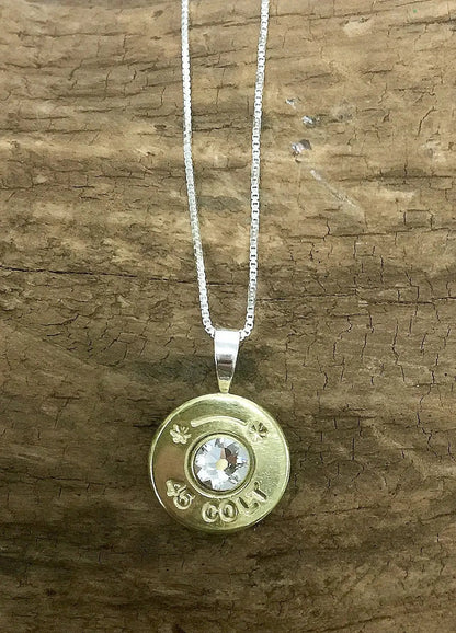 45 Long Colt Starline Sterling Silver Bullet Head Necklace