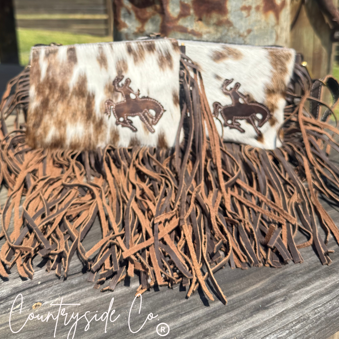 Rodeo Rider Cowhide Purse with Wristlet