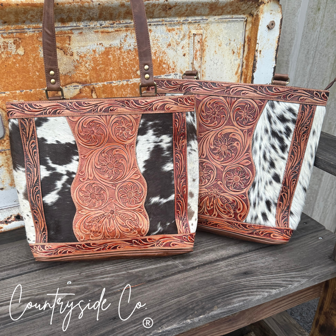 Lucille Conceal Carry Cowhide Leather Tote Purse
