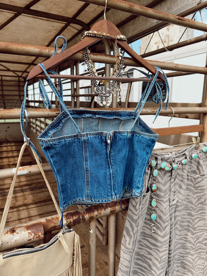 The Dumas Denim Corset Top