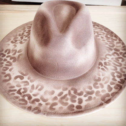 Hand-Painted Leopard Boho Western Cowgirl Hat Only-Brown 986q