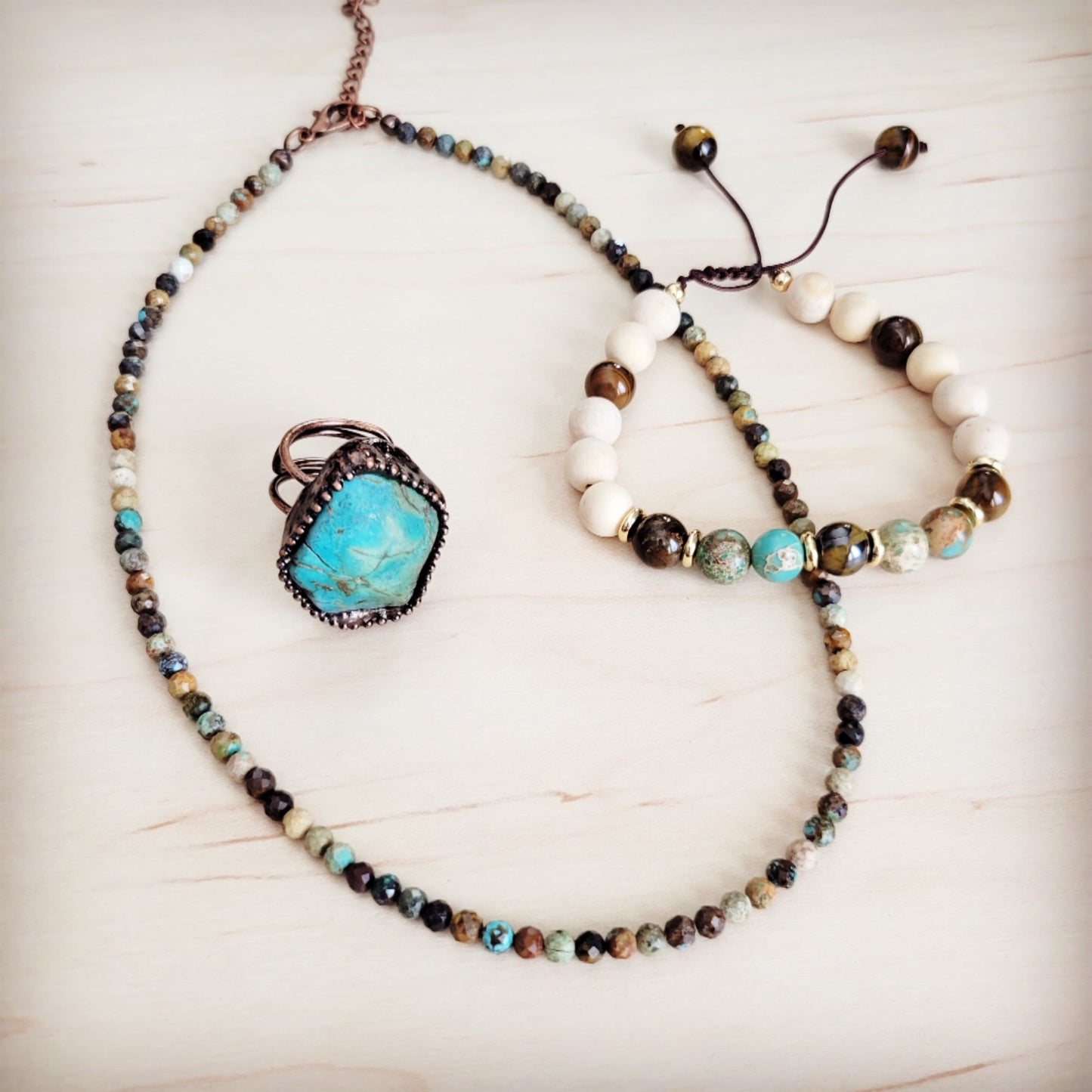 Faceted Genuine HuBei Turquoise Beaded Collar Necklace 262s
