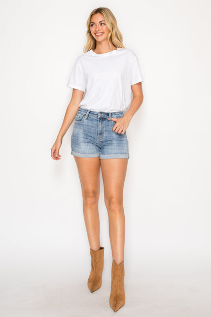Kathy High Rise Cuffed Stretch Shorts