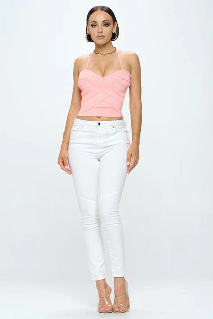 ZIG ZAG BANDAGE CROP TUBE TOP