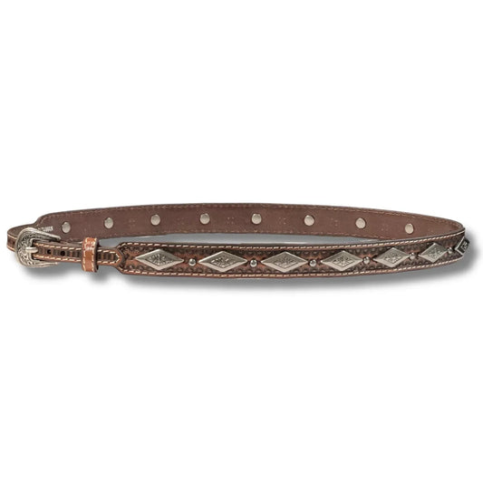 3D Triple Concho (Brown) - Leather Hat Band