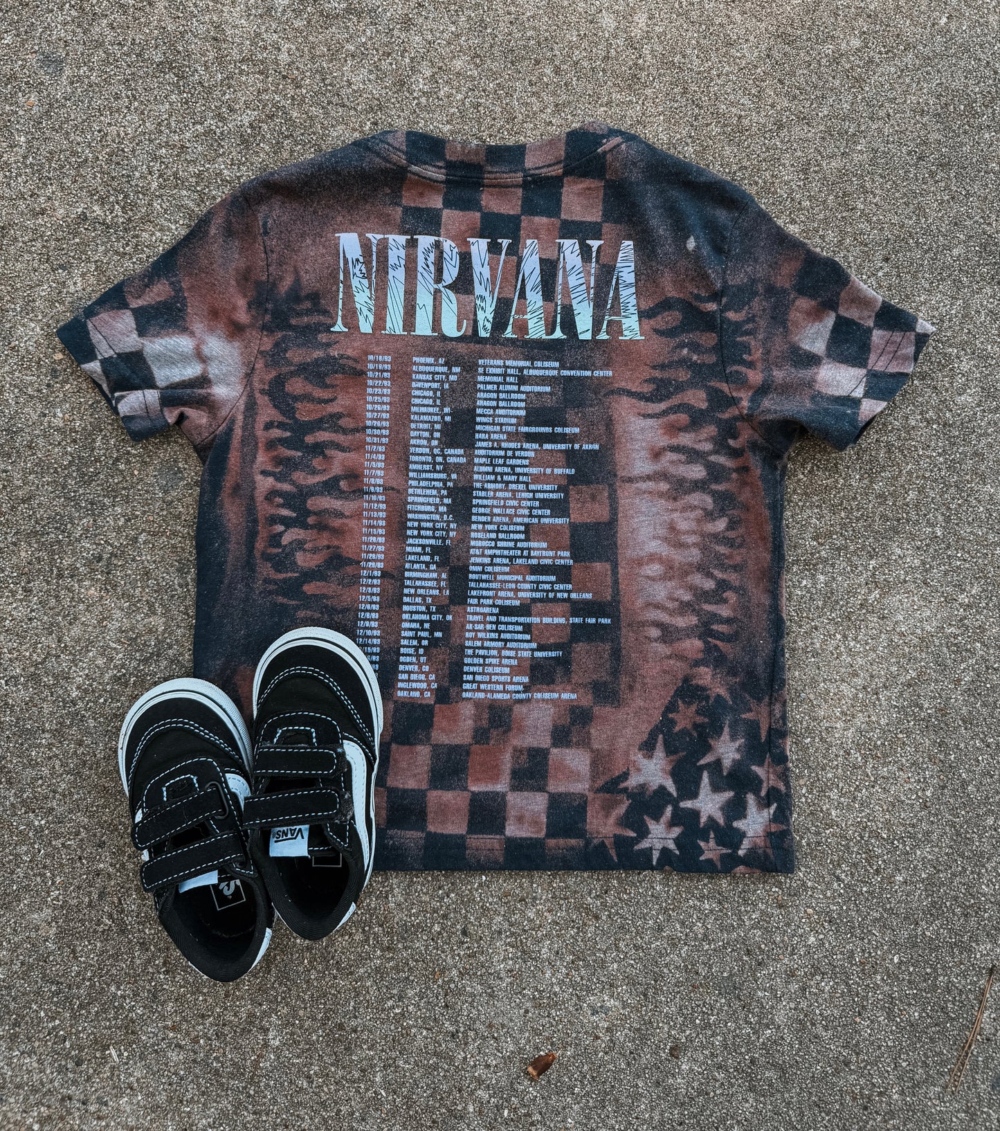 Upcycled by Katie: Nirvana Smiley Face Tee – Hand-Bleached One-of-a-Kind (5T) Shirt – Graphic Tee