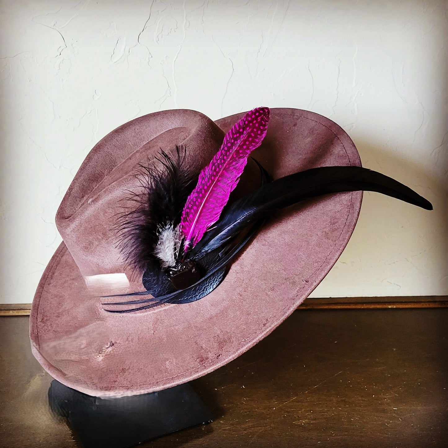 **Boho Western Hat w/ Choice of Feather Hat Band-Brown 982d