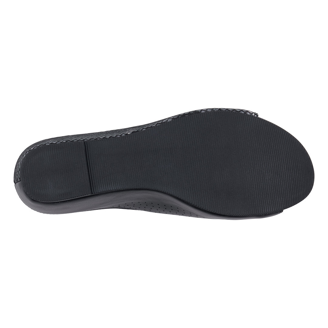 Women's Dacia Black Snake-Skin Wedge Sandals