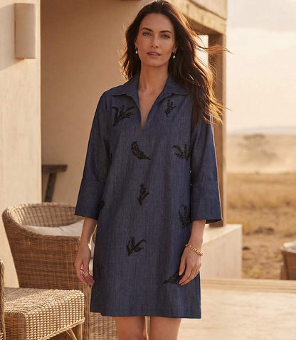 Embellished Cuffed Sleeve Dress