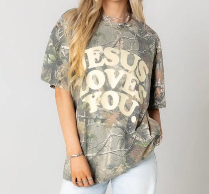 The Camo Jesus Loves You T-Shirt