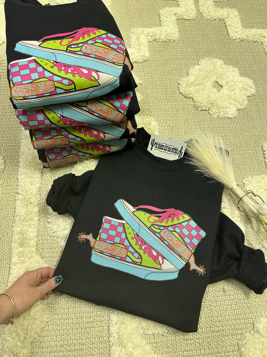 Neon checkered shoes Graphic