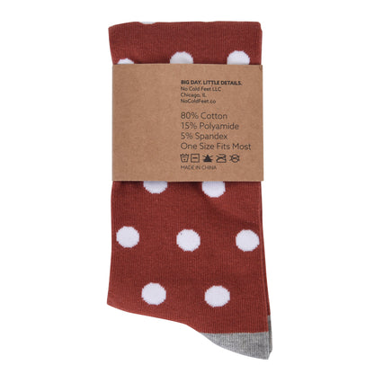 Burnt Orange with White Polka Dot Socks