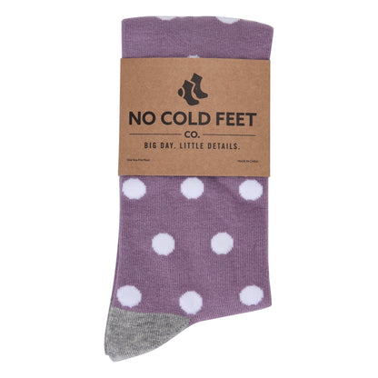 Wisteria Purple with White Polka Dot Socks