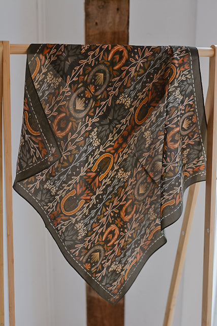 Western Harvest in Deep Juniper Silk Wild Rag Scarf