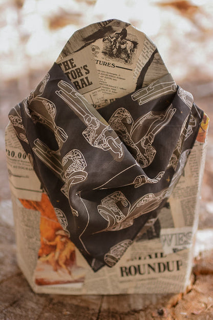 Western Saddle in Arena Brown Cowgirl Silk Scarf Wild Rag