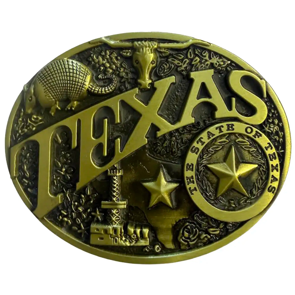 Deadwood Trading Lone Star Armadillo (Antique Brass) - Belt Buckle