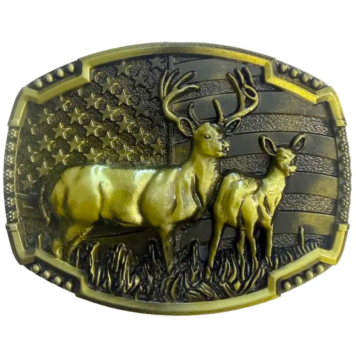 Deadwood Trading Buck Country (Antique Gold) - Belt Buckle