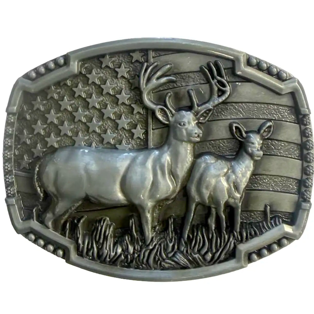 Deadwood Trading Buck Country (Antique Pewter) - Belt Buckle