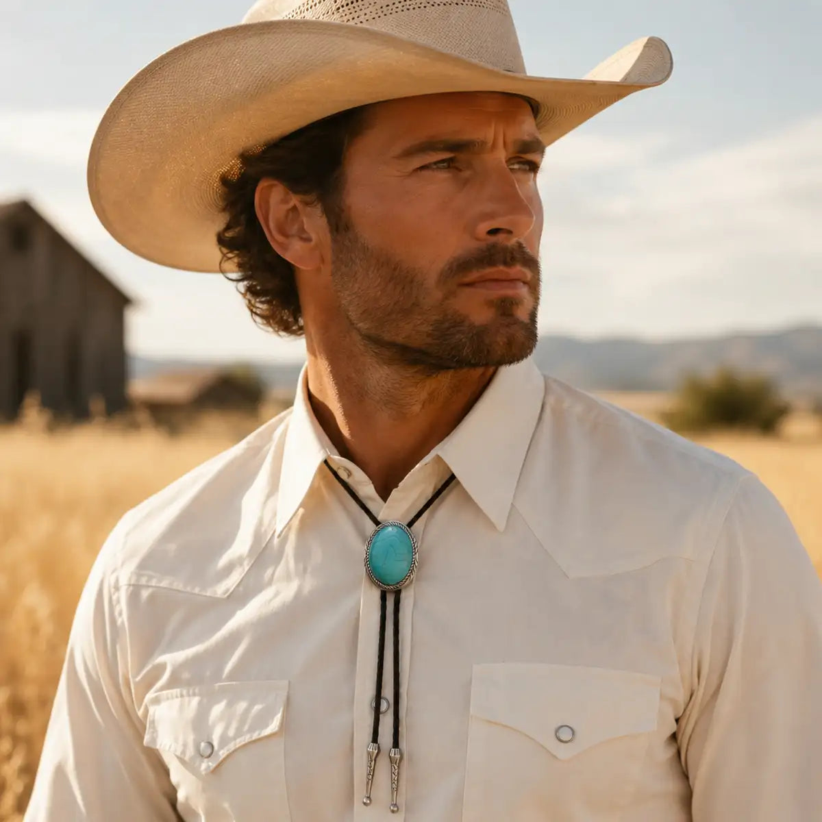 Deadwood Frontier Oval (Turquoise) - Bolo Tie