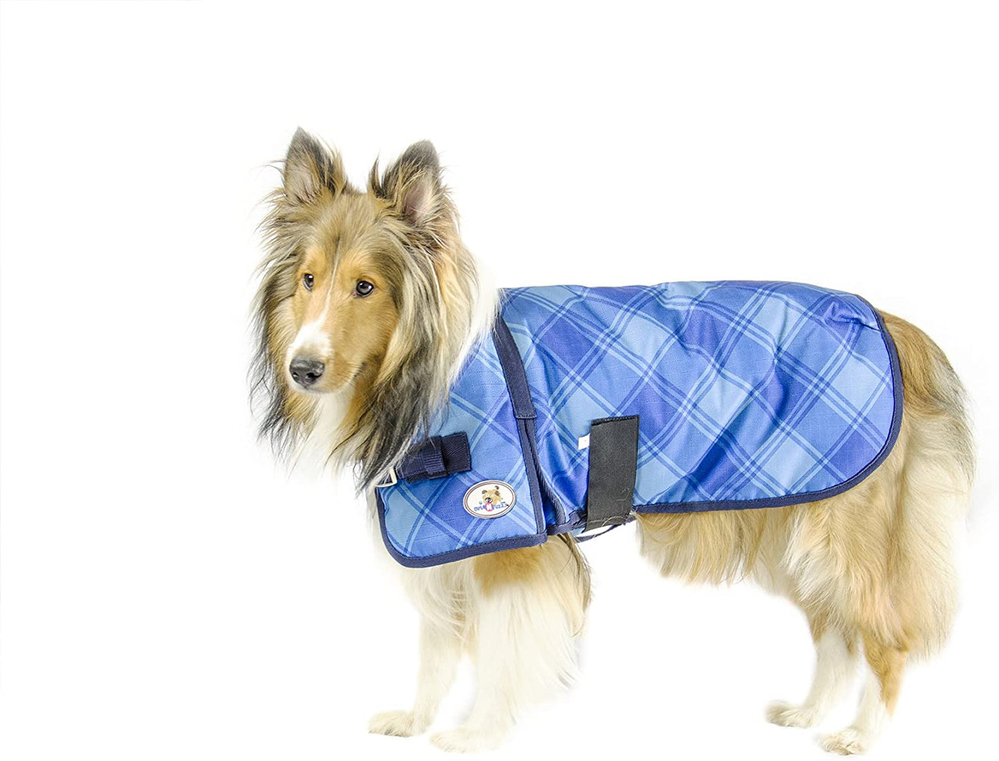 Derby Originals Ruff Pup Ice Blue Plaid Dog Coat – 1200D Waterproof Ripstop, 150g Insulated Winter Jacket, Breathable 3-Layer Design, Adjustable Fit, 2-Year Warranty