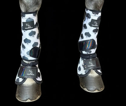Smokin Spades Premium Protection No-Turn Bell Boots w/ Black Holographic Straps – 2 Pack
