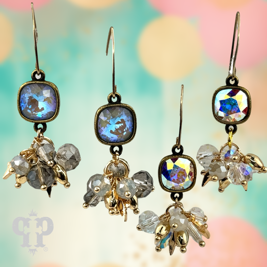 Bead cluster dangle earring with Austrian crystal - LC