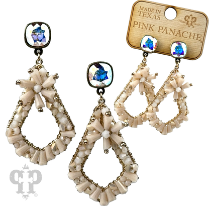Flute beaded teardrop earring with Austrian crystal - LC