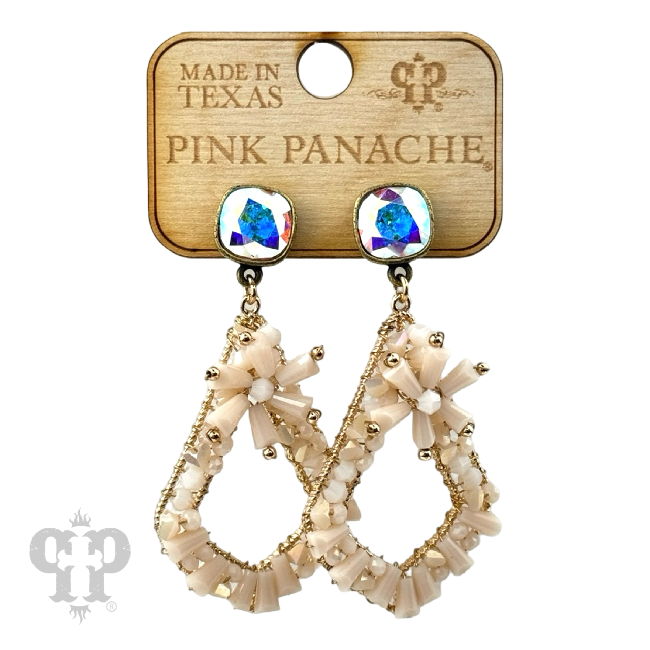 Flute beaded teardrop earring with Austrian crystal - LC