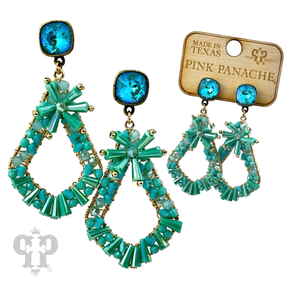 Flute beaded teardrop earring with Austrian crystal - LC