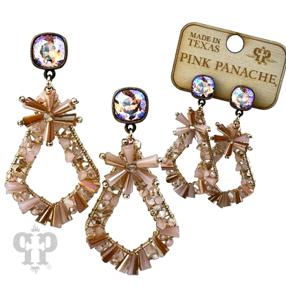 Flute beaded teardrop earring with Austrian crystal - LC