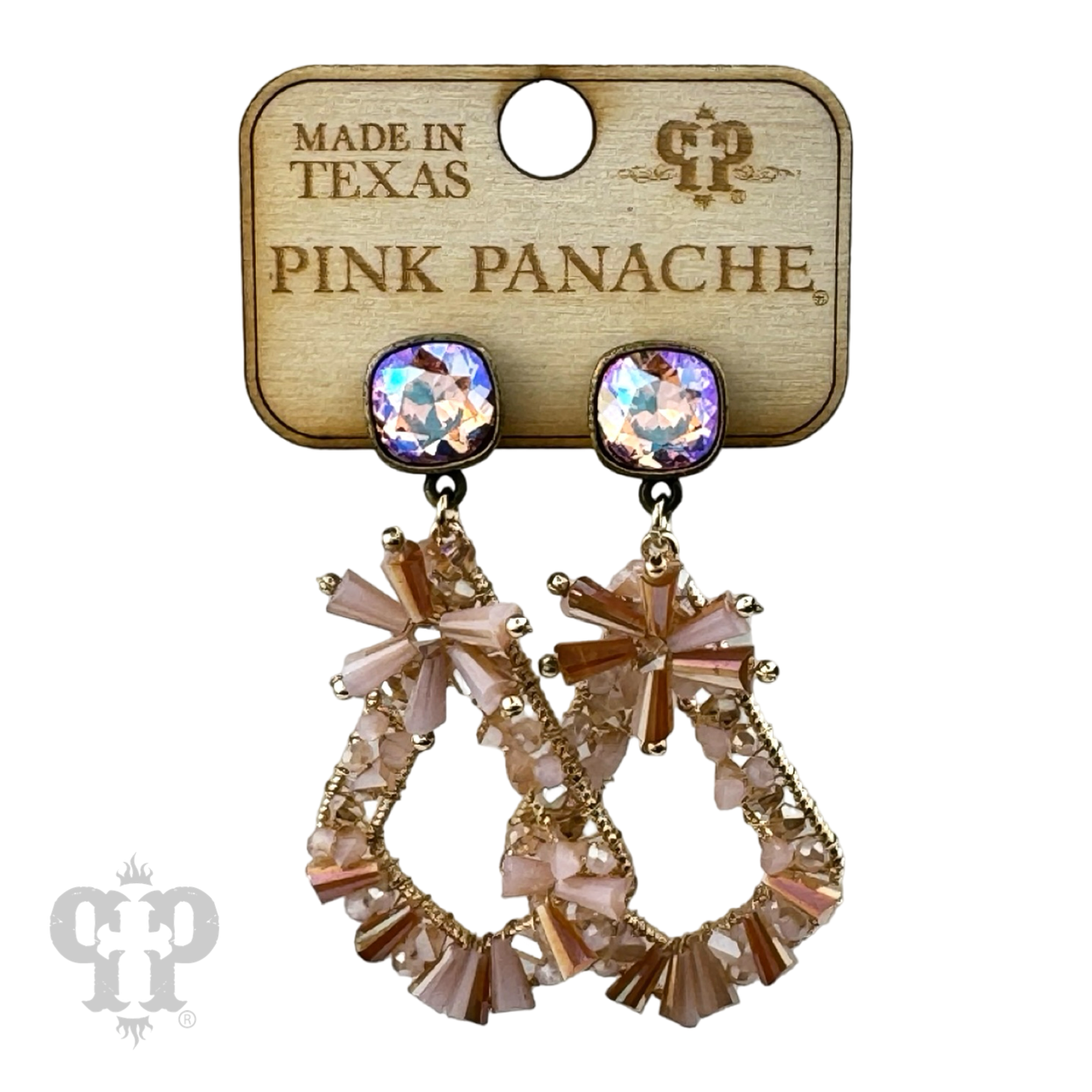 Flute beaded teardrop earring with Austrian crystal - LC