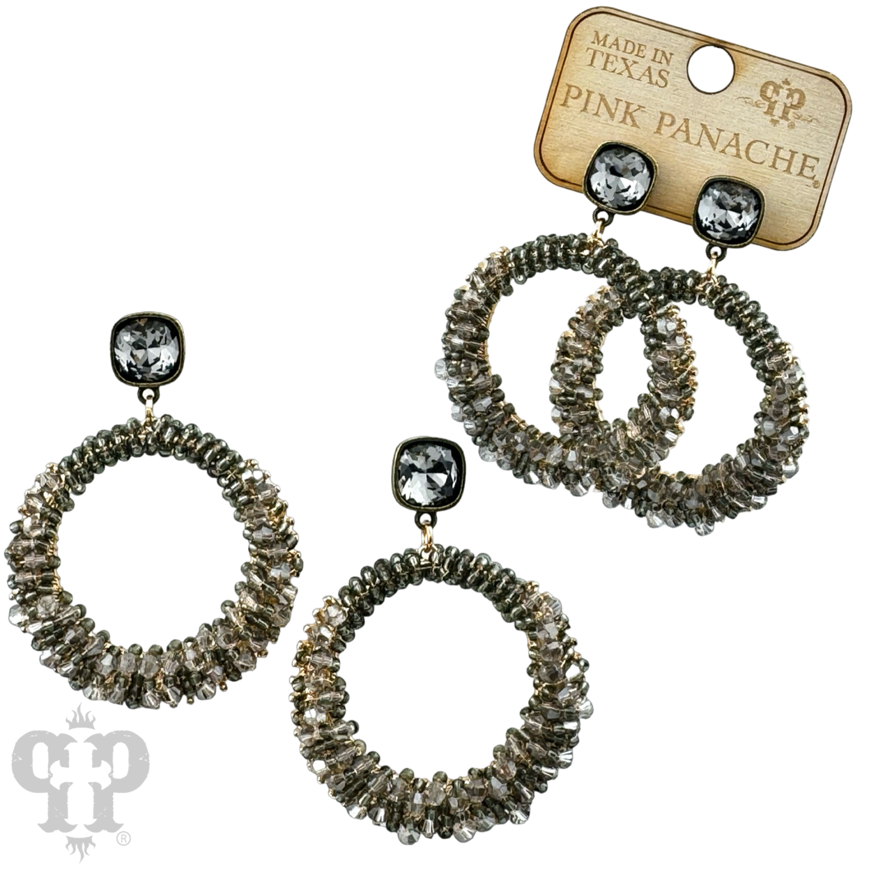 Bicone bead wrapped dangle earring with Austrian crystal - LC
