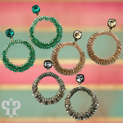 Bicone bead wrapped dangle earring with Austrian crystal - LC