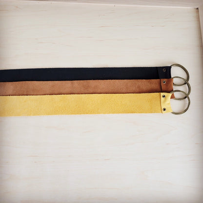 Suede Leather Belt with Leather Fringe Closure 908r