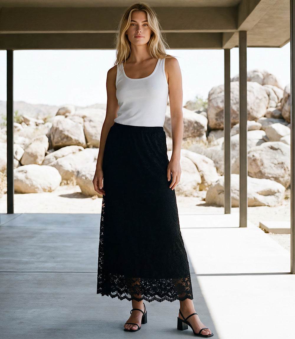 Petite Size Lace Midi Skirt
