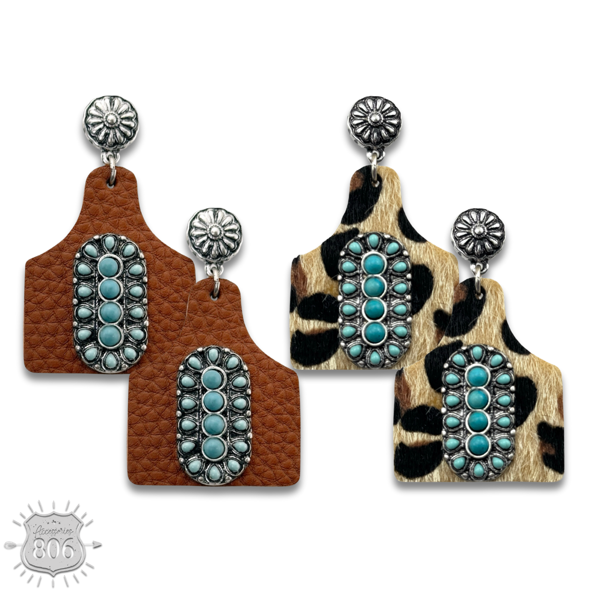 Pebbled ear tag earring,stone center, last call