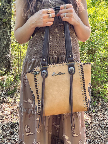 Montana West Western Tassel Studded Tote Bag