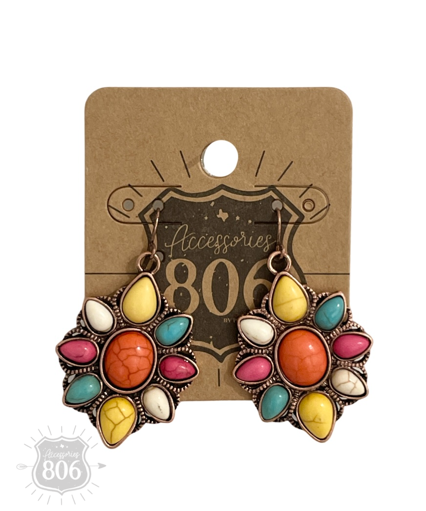Decorative stone flower earring - LC