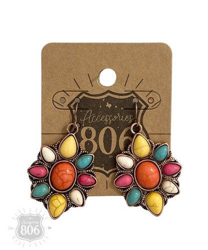 Decorative stone flower earring - LC
