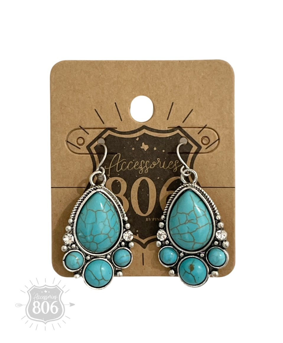 Decorative stone teardrop earring - LC